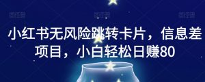 小红书无风险跳转卡片，信息差项目，小白轻松日赚800【揭秘】-水滴知识网