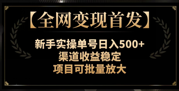 【全网变现首发】新手实操单号日入500+，渠道收益稳定，项目可批量放大【揭秘】-水滴知识网