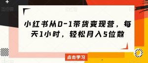 小红书从0-1带货变现营,每天1小时,轻松月入5位数-水滴知识网