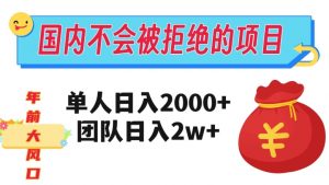 在国内不怕被拒绝的项目，单人日入2000，团队日入20000+【揭秘】-水滴知识网