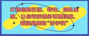 打造你的引流、转化、团队系统,让你收获很多引爆流量、翻倍业绩的“杀手锏”-水滴知识网