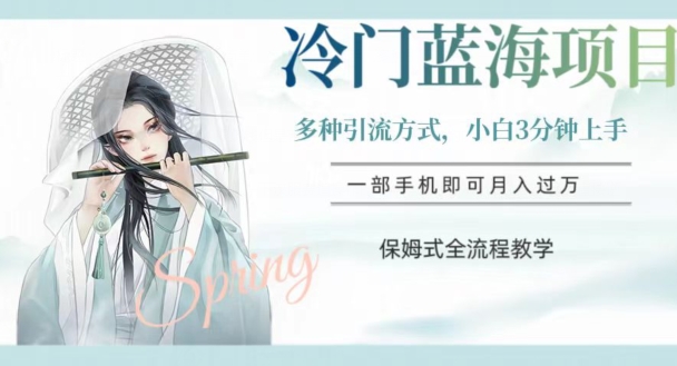 冷门蓝海项目，操作简单，小白3分钟上手，多种引流方式，保姆式全流程教学【揭秘】-水滴知识网