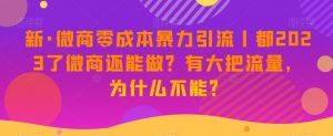 新·微商零成本暴力引流丨都2023了微商还能做?有大把流量,为什么不能?-水滴知识网