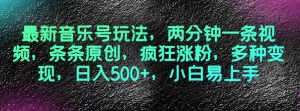 最新音乐号玩法,两分钟一条视频,条条原创,疯狂涨粉,多种变现,日入500+,小白易上手【揭秘】-水滴知识网