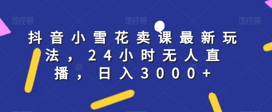 抖音小雪花卖课最新玩法，24小时无人直播，日入3000+【揭秘】-水滴知识网