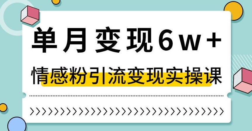 单月变现6W+，抖音情感粉引流变现实操课，小白可做，轻松上手，独家赛道【揭秘】-水滴知识网