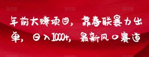 年前大赚项目，靠春联暴力出单，日入1000+，最新风口赛道【揭秘】-水滴知识网