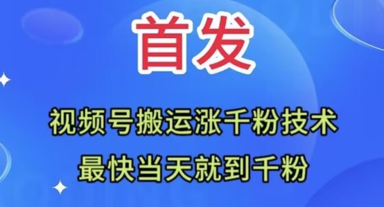 全网首发:视频号无脑搬运涨千粉技术,最快当天到千粉【揭秘】-水滴知识网