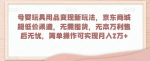 母婴玩具用品变现新玩法，京东商城超低价渠道，简单操作可实现月入2万+【揭秘】-水滴知识网