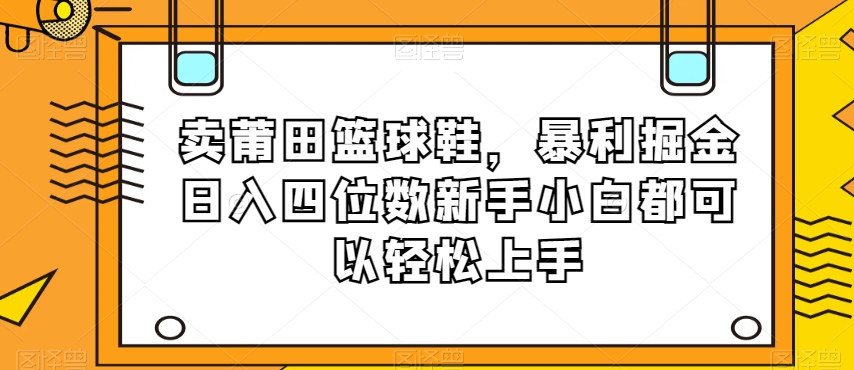 卖莆田篮球鞋,暴利掘金日入四位数新手小白都可以轻松上手【揭秘】-水滴知识网
