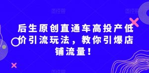 后生原创直通车高投产低价引流玩法，教你引爆店铺流量！-水滴知识网