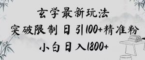 玄学新玩法，突破限制，日引100+精准粉，小白日入1800+【揭秘】-水滴知识网