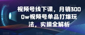 视频号线下课,月销3000w视频号单品打爆玩法,实操全解析-水滴知识网