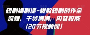 短剧编剧课-爆款短剧创作全流程，干货满满，内容权威【20节视频课】-水滴知识网