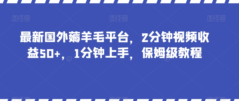 最新国外薅羊毛平台,2分钟视频收益50+,1分钟上手,保姆级教程【揭秘】-水滴知识网