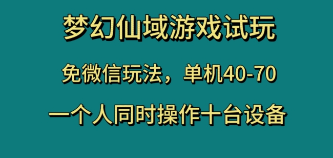 梦幻仙域游戏试玩，免微信玩法，单机40-70，一个人同时操作十台设备【揭秘】-水滴知识网