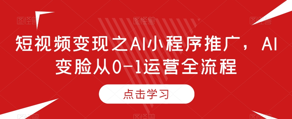 短视频变现之AI小程序推广,AI变脸从0-1运营全流程-水滴知识网