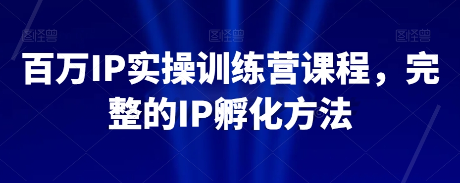 百万IP实操训练营课程，完整的IP孵化方法-水滴知识网
