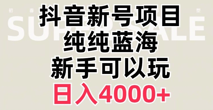 抖音蓝海赛道，必须是新账号，日入4000+【揭秘】-水滴知识网