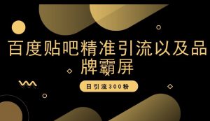 百度贴吧精准引流以及品牌霸屏，日引流300粉【揭秘】-水滴知识网
