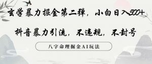 玄学暴力掘金第二弹,小白日入500+,抖音暴力引流,不违规,术封号,八字命理掘金AI玩法【揭秘】-水滴知识网