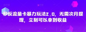 秒反流量卡暴力玩法2.0，无需次月提现，立刻可以拿到收益【揭秘】-水滴知识网