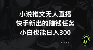 小说推文无人直播，快手新出的赚钱任务，小白也能日入300+【揭秘】-水滴知识网