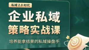私域2.0时代:企业私域策略实战课,培养能拿结果的私域操盘手-水滴知识网