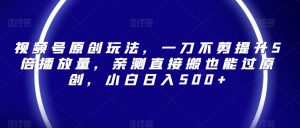 视频号原创玩法,一刀不剪提升5倍播放量,亲测直接搬也能过原创,小白日入500+【揭秘】-水滴知识网