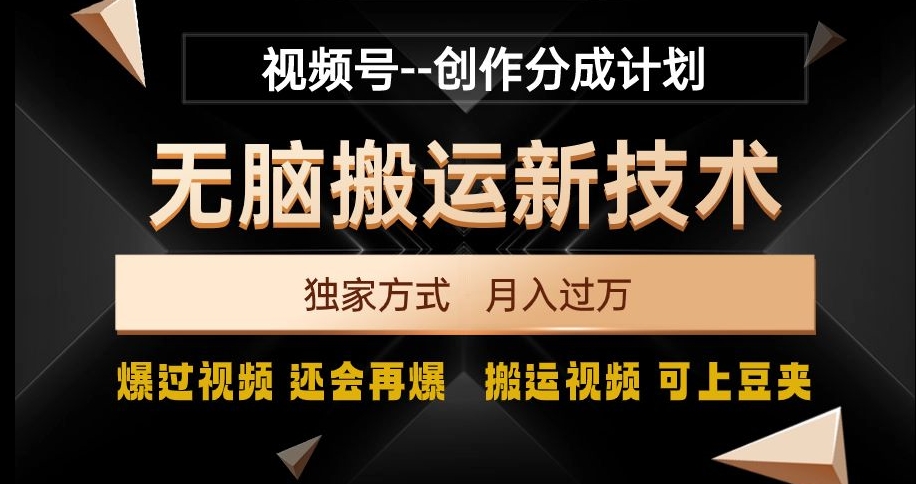 视频号无脑搬运新技术,破原创壕流量,独家方式,爆过视频,还会再爆【揭秘】-水滴知识网