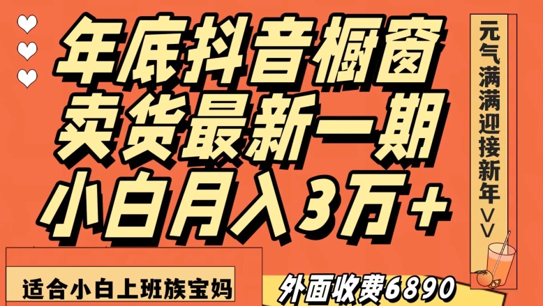 外面收费6890元年底抖音橱窗卖货最新一期,小白月入3万,适合小白上班族宝妈【揭秘】-水滴知识网