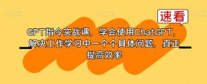 GPT指令实战课,学会使用ChatGPT,解决工作学习中一个个具体问题,真正提高效率-水滴知识网