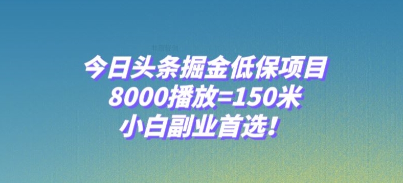 今日头条掘金低保项目，8000播放=150米，小白副业首选【揭秘】-水滴知识网