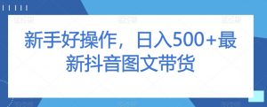 新手好操作,日入500+最新抖音图文带货【揭秘】-水滴知识网