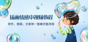 插画情感中视频教程：软件、图案、文案等一整套完整流程，送文案模版、话题标题分类-水滴知识网