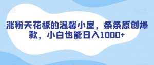 涨粉天花板的温馨小屋，条条原创爆款，小白也能日入1000+【揭秘】-水滴知识网
