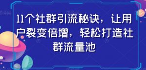 11个社群引流秘诀，让用户裂变倍增，轻松打造社群流量池-水滴知识网