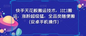快手天花板搬运技术，1比1搬运，涨粉超级猛，全品类随便搬（安卓手机操作）-水滴知识网
