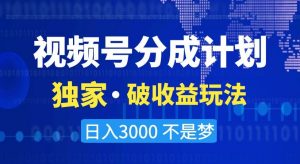 视频号分成计划，独家·破收益玩法，日入3000不是梦【揭秘】-水滴知识网