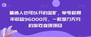 普通人也可以开的金矿，单号极限年收益96000元，一款潜力无穷的游戏变现项目【揭秘】-水滴知识网