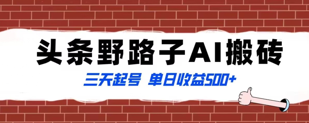 全网首发头条野路子AI搬砖玩法,纪实类超级蓝海项目,三天起号单日收益500+【揭秘】-水滴知识网