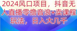 2024风口项目，抖音无人主播撸音浪+卖课程玩法，日入大几千【揭秘】-水滴知识网