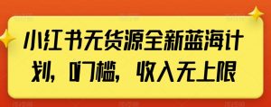 小红书无货源全新蓝海计划，0门槛，收入无上限【揭秘】-水滴知识网