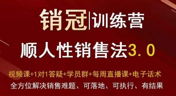 爆款!销冠训练营3.0之顺人性销售法,全方位解决销售难题、可落地、可执行、有结果-水滴知识网