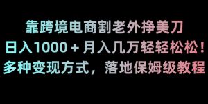 靠跨境电商割老外挣美刀，日入1000＋月入几万轻轻松松！多种变现方式，落地保姆级教程【揭秘】-水滴知识网