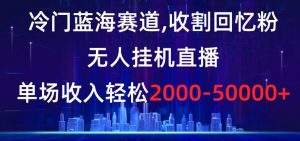 冷门蓝海赛道，收割回忆粉，无人挂机直播，单场收入轻松2000-5w+【揭秘】-水滴知识网