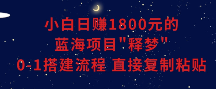 小白能日赚1800元的蓝海项目”释梦”0-1搭建流程可直接复制粘贴长期做【揭秘】-水滴知识网