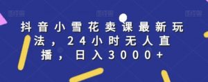 抖音小雪花卖课最新玩法,24小时无人直播,日入3000+【揭秘】-水滴知识网
