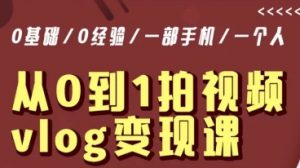 从0到1拍视频vlog变现课，5分钟每天，每月多赚1W-水滴知识网