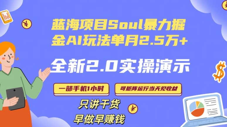 Soul怎么做到单月变现25000+全新2.0AI掘金玩法全程实操演示小白好上手【揭秘】-水滴知识网